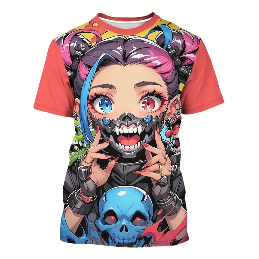 2026 Men's Anime Samurai Girl 3D Printed Fashion T-Shirt for Adults-Street Trend Style Short-Sleeved