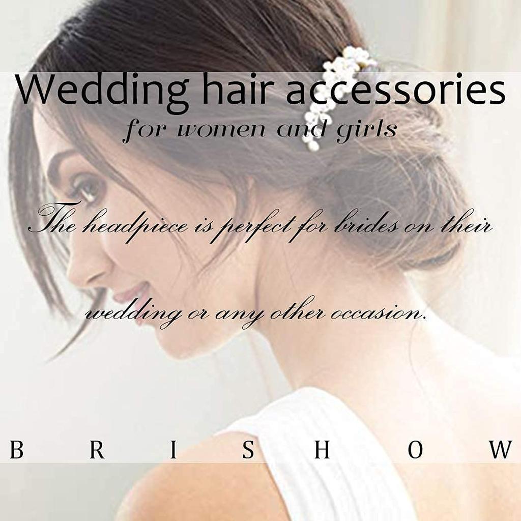 Brishow Crystal Bride Wedding Hair Comb Bridal Hair Pieces Pearl Hair Accessories for Women and Girls (Silver)