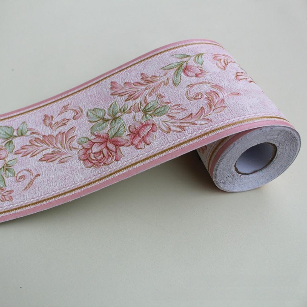 1PC 5M/196.85in PVC Self-Adhesive Baseboard Wall Sticker Floral Skirting Waistline Stickers Waterproof 3D Wall Border Decor