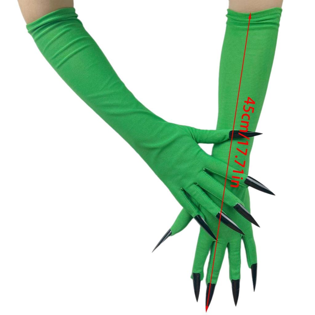 Halloween Gloves Full Finger Long Fingernails Costume Accessories Spooky Skull Claw Gloves Long Nails
