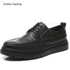 Fashion Golden Sapling Male New Cowhide Leather Casual Shoes for Men Black Formal Business Casual Oxfords Daily Loafers Genuine Leather