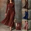 Fall Long Sleeve Slim Fit Bodycon Midi Dress Pure Color Elegant Party Casual Women