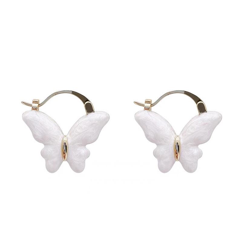 Orecchini a Farfalla in Smalto Bianco Tendenza Coreana 2026 Nuovi Gioielli alla Moda per Donna Ragazza Pendenti Accessori Eleganti