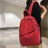 Canvas Backpack Women's Large Capacity Solid Color Student Schoolbag Men Travel Backpack