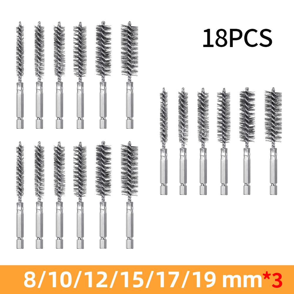8-19mm 1/2" 3/4" 1" Copper Pipe Cleaner Set for Drill Wire Tube Machinery Cleaning Brush Rust Washing Polish Tool Soldering Tube