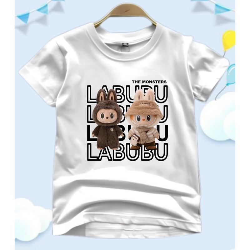 Summer Fashion LABUBU Pattern Children's Short Sleeve Cartoon Labubu Printed Girl Round Neck T-shirt Top