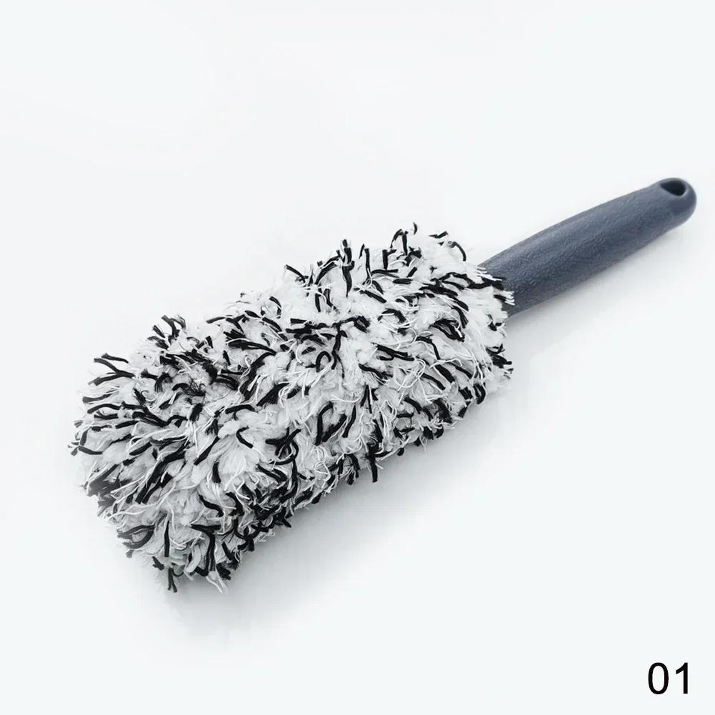 Car Wash Super Brush Plush Premium Wheels Brush Non-Slip Handle Easy To Cleaning Rims Spokes Wheel Barrel Car Accessories