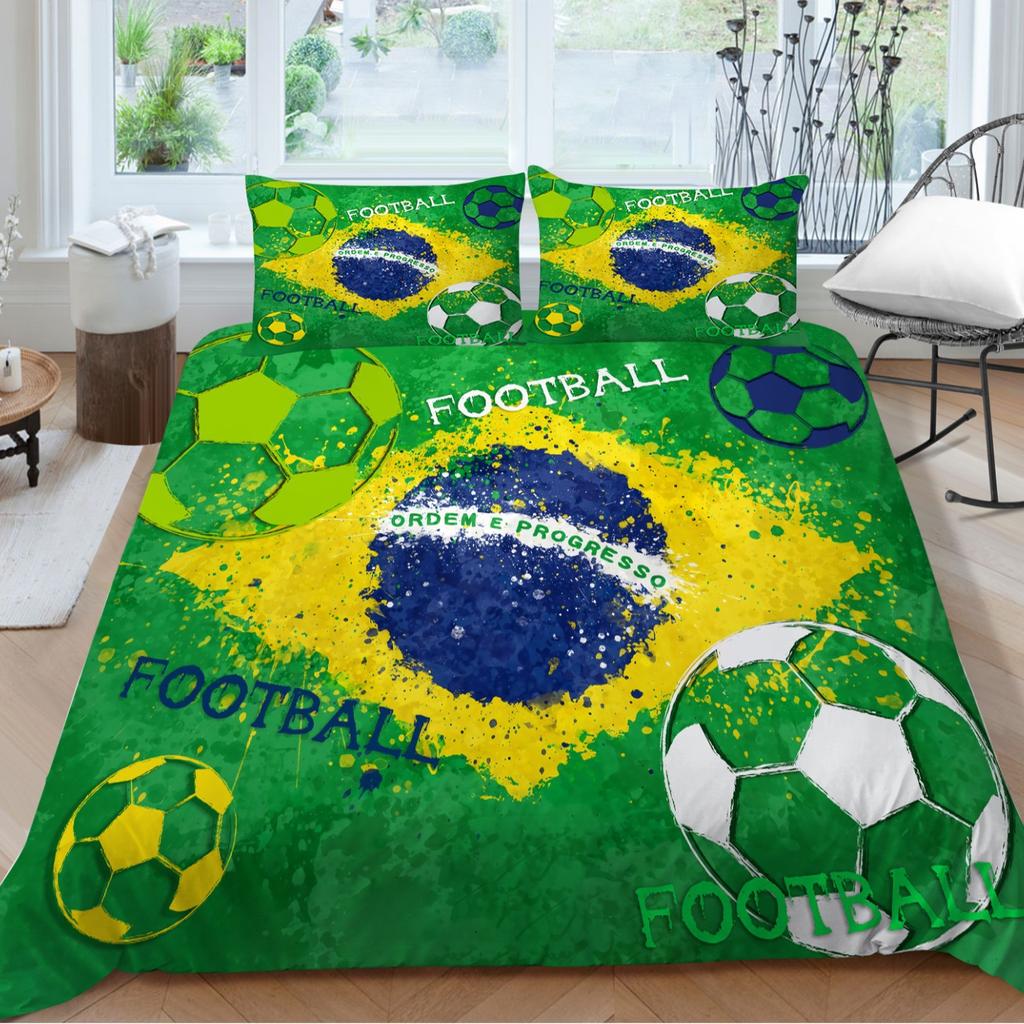 Football Series Quilt Cover Pillowcase Two Or Three-Piece Set 3D Digital Printing Polyester Sports Style