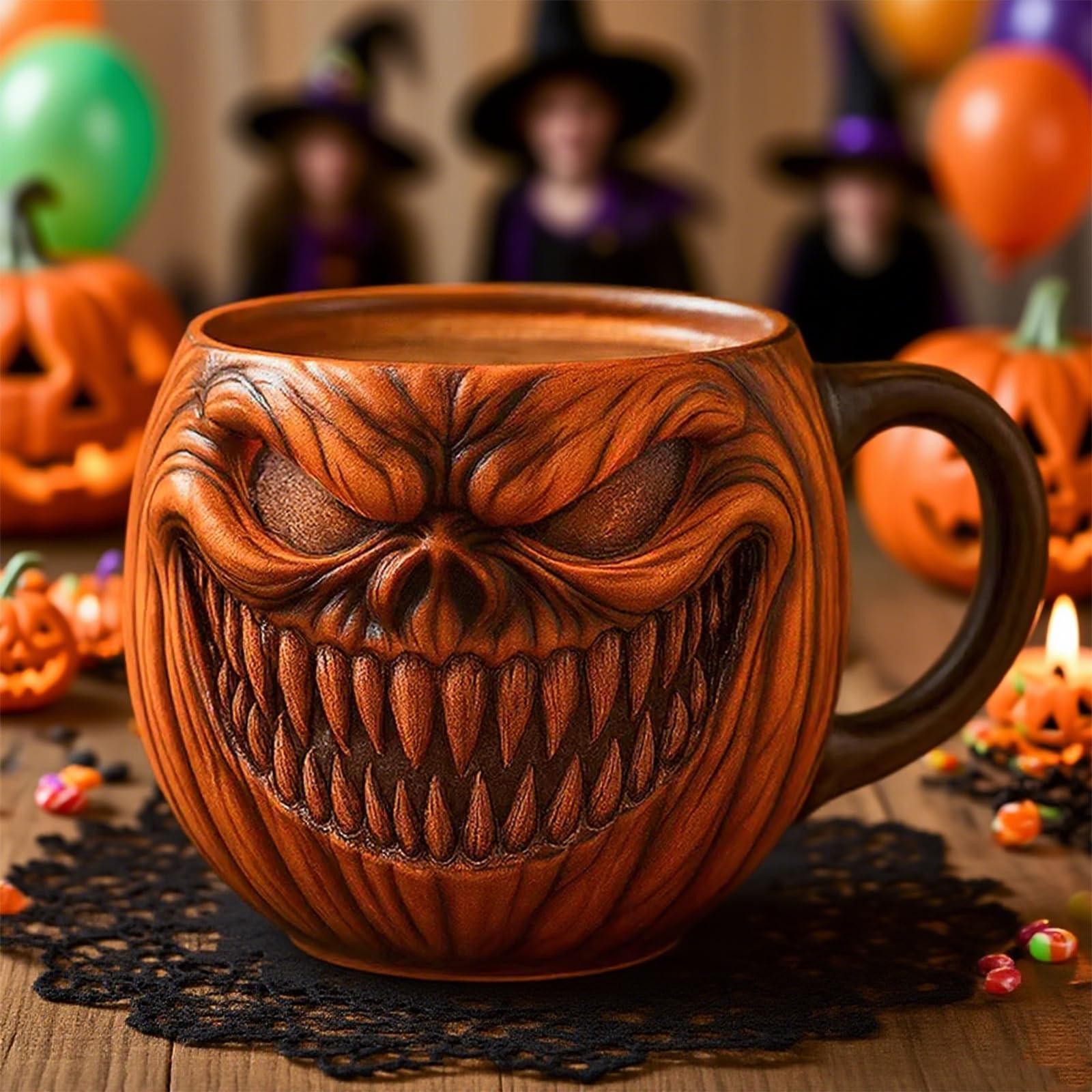 

Кружка для кофе с лицом тыквы на Хэллоуин, Оригинальная чашка из смолы, Глянцевая отделка, Цилиндрическая форма, Можно мыть в посудомоечной машине, Подарок для женщин, мужчин, детей One Size