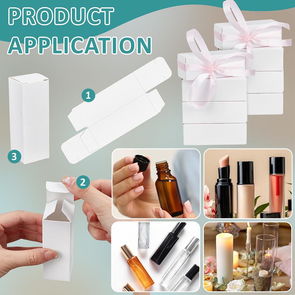 100pcs Paper Gift Storage Boxes Packaging Carton Boxes for Essential Oil Bottle Rectangle White 3.2x3.2x9.2cm