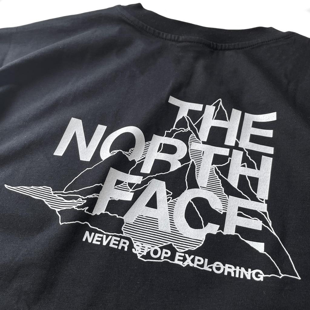 The North Face Short Sleeve with Back Mountain Sketch Oversized TNF Size M Men's T-Shirt Print, Black, Tee, Black/White Dune, [Used]