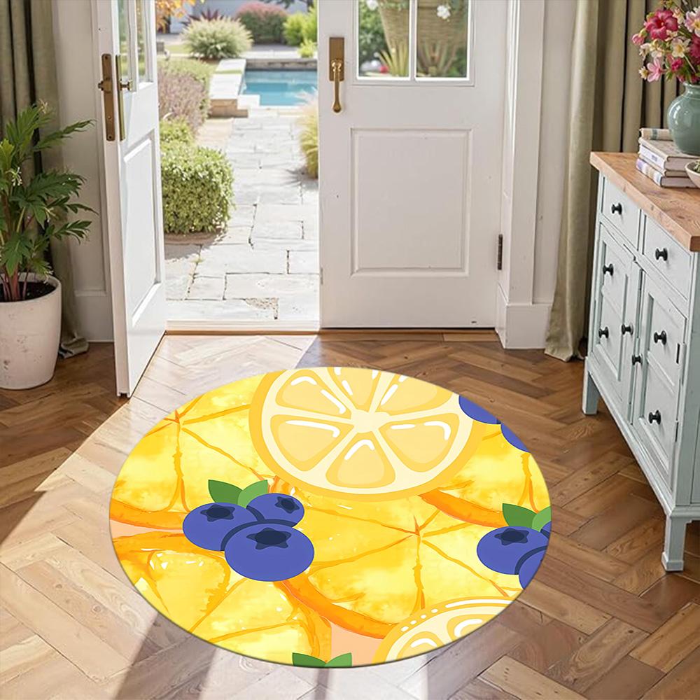 Runder Obst-Büroteppich Design für Foyer Spielzimmer Außenbereiche Schlafzimmer Rutschfester Runder Teppich Büro Heimdekoration Perfektes Geschenk für Frauen Männer