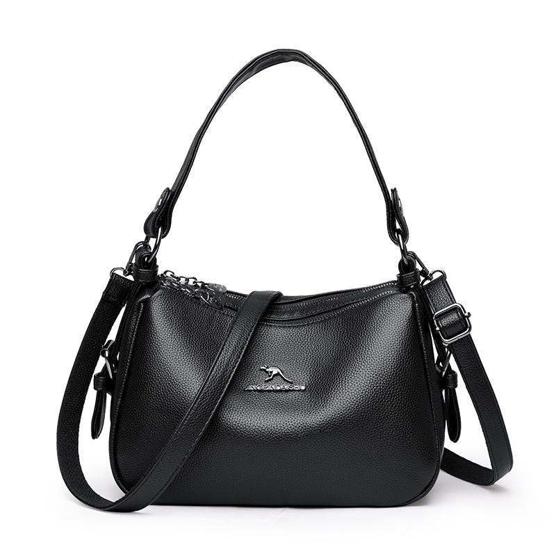 Women s Bags Vintage Genuine High quality PU Women s handbags Casual Ladies Tote Bags, Soft and Large capacity Handbags wallet чёрный