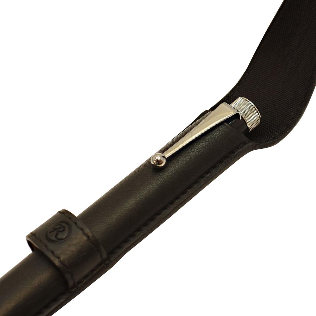 Romeo Smooth Leather Pen Case for One Pen Genuine Leather 3 Ballpoint Pen RLS01BK [Black] No.