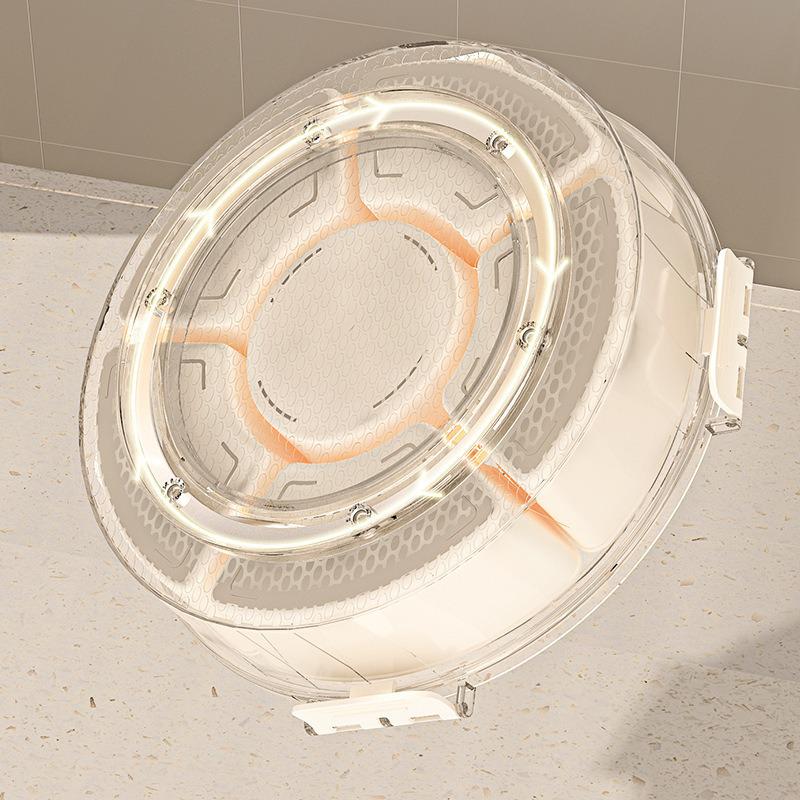 360° Rotating Six-Compartment Storage Box for Refrigerator & Picnic - Fresh-Keeping Fruit Bowl