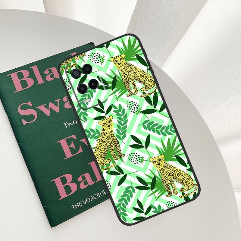 Tigers Leopards Tropical Leaves Case For Oppo A15 A16 A17 A52 A72 A76 A96 A54 A74 A94 A54S A57S A58 A78 A98 A57 A77 Cover