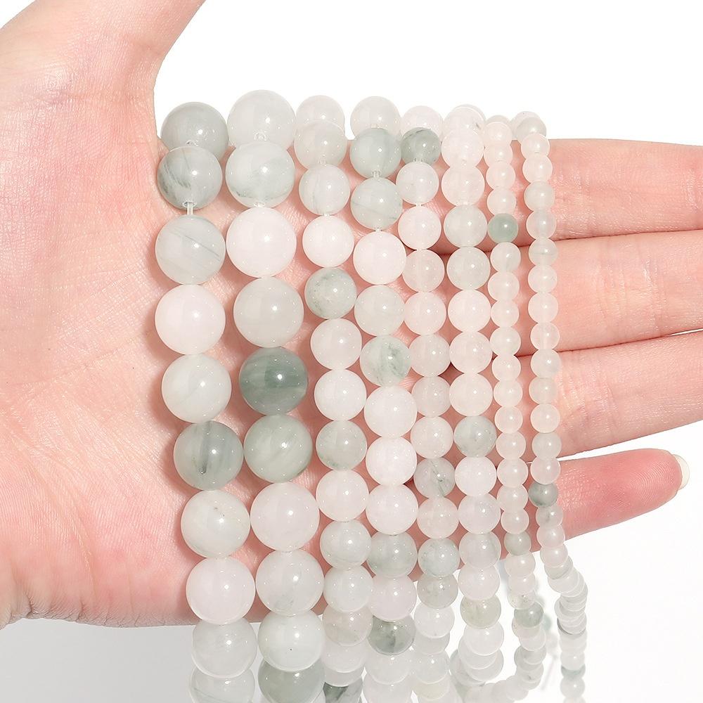 Tianshan Jades 15"Strand Round Natural Stone Beads 4/6/8/10/12mm Smooth Loose Spacer Beads for Jewelry Making DIY Bracelets Accessories