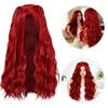 Long Red Wig with Part and Scalp Top for Women Costume Cosplay Daily Wear