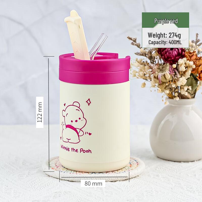 

OLOEY Little Bear Cartoon Straw Glass Cup