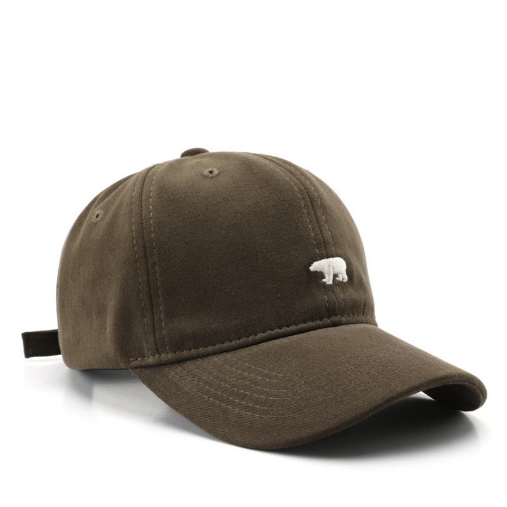 Fashion Bear Embroidery Cotton Baseball Cap Lightweight UV Protection for Spring Summer Outdoor Breathable Adjustable Sun Hats