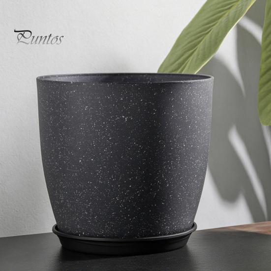 Funktionale Pflanzgefäße für das Wohnzimmer Moderner Blumentopf mit Untersetzer, Grau Blume Große Harzbehälter Entwässerungslöcher, Steinoptik Pflanzgefäß Innen Außen
