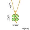 [Real Gold] Titanium Steel Four-Leaf Clover Cat's Eye Necklace for Women - Light Luxury Clavicle Chain with Niche Design
