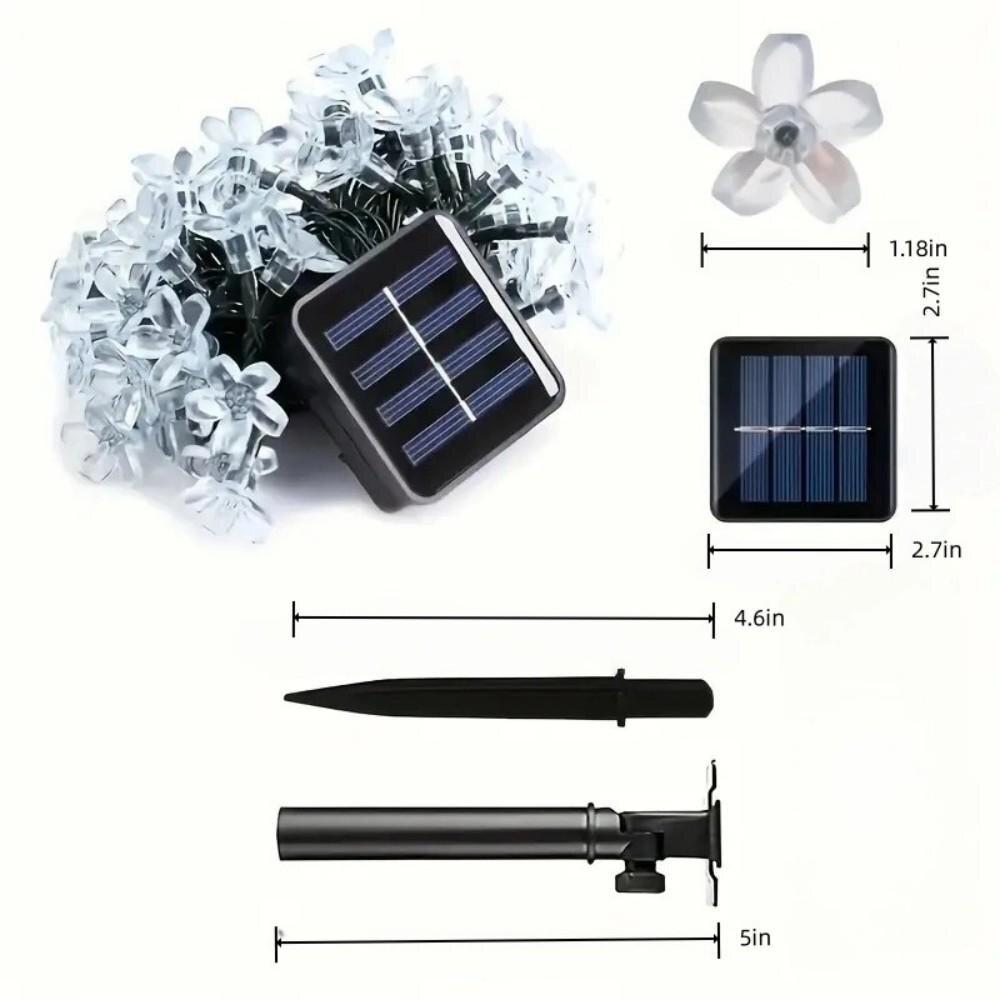 1PC Solar Cherry Blossom LED String Light Outdoor Waterproof Fairy Lamps Atmosphere Decoration Lights For Garden,Lawn,Yard,Fence