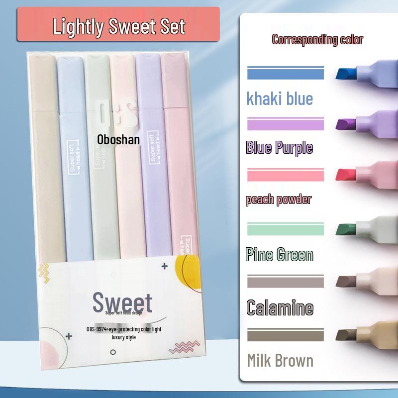 

Morandi Double-Headed Fluorescent Highlighter - Fine & Thick Tips, Macaron Colors for Students Double-ended (Chisel + Round Tip) 6 Pack