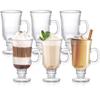 Clear Irish Glass Coffee Cups with Footed Stem Base,Goblet Mugs,for Chocolate Latte Smoothie,Coffee Accessories Drinkware,250ml
