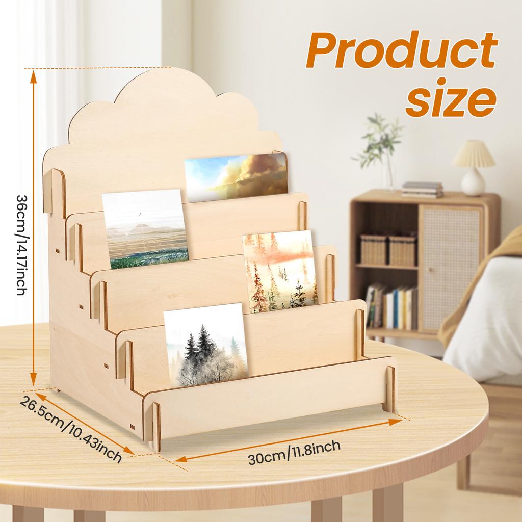 4 Layer Card Display Rack Wood Card Display Multi-layer Removable Card Organizer Rack Greeting Box Decorative Shelve Gift Holder