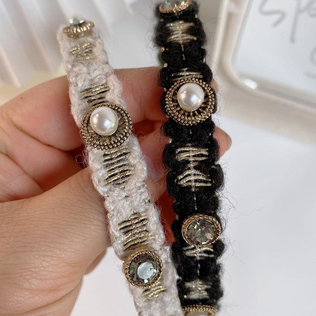 Retro classic Baroque style rhinestone hair band, versatile wool hair band headwear for women