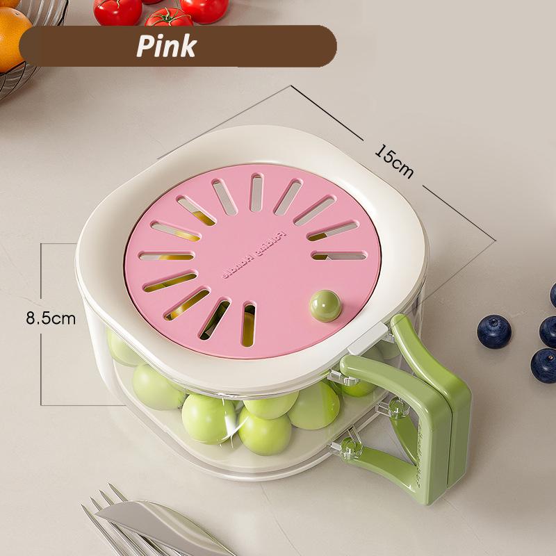 Multifunctional Kitchen Fruit Drain Basket Sink Vegetable Storage Basket with Lid 2-in-1 Cleaning Washing Filtering Fruit Tray