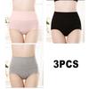 3PCS/Set Women's High Waist Cotton Panties Briefs Soft Breathable Comfy Underwear Plus Size M-3XL