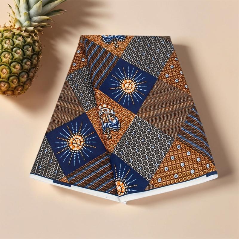 African Waxed Printing Fabric 3Yard Double Side Geometric Print Polyester Fabric For Sewing Craft and Home Decoration