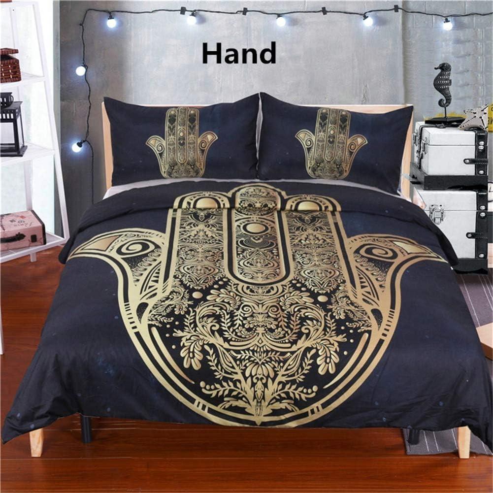 Down Comforter Set 3-piece Ultra-fine Fiber 3D Exotic Retro Gold Printed Bedding Set with Zipper Closure Pillowcase Duvet Cover