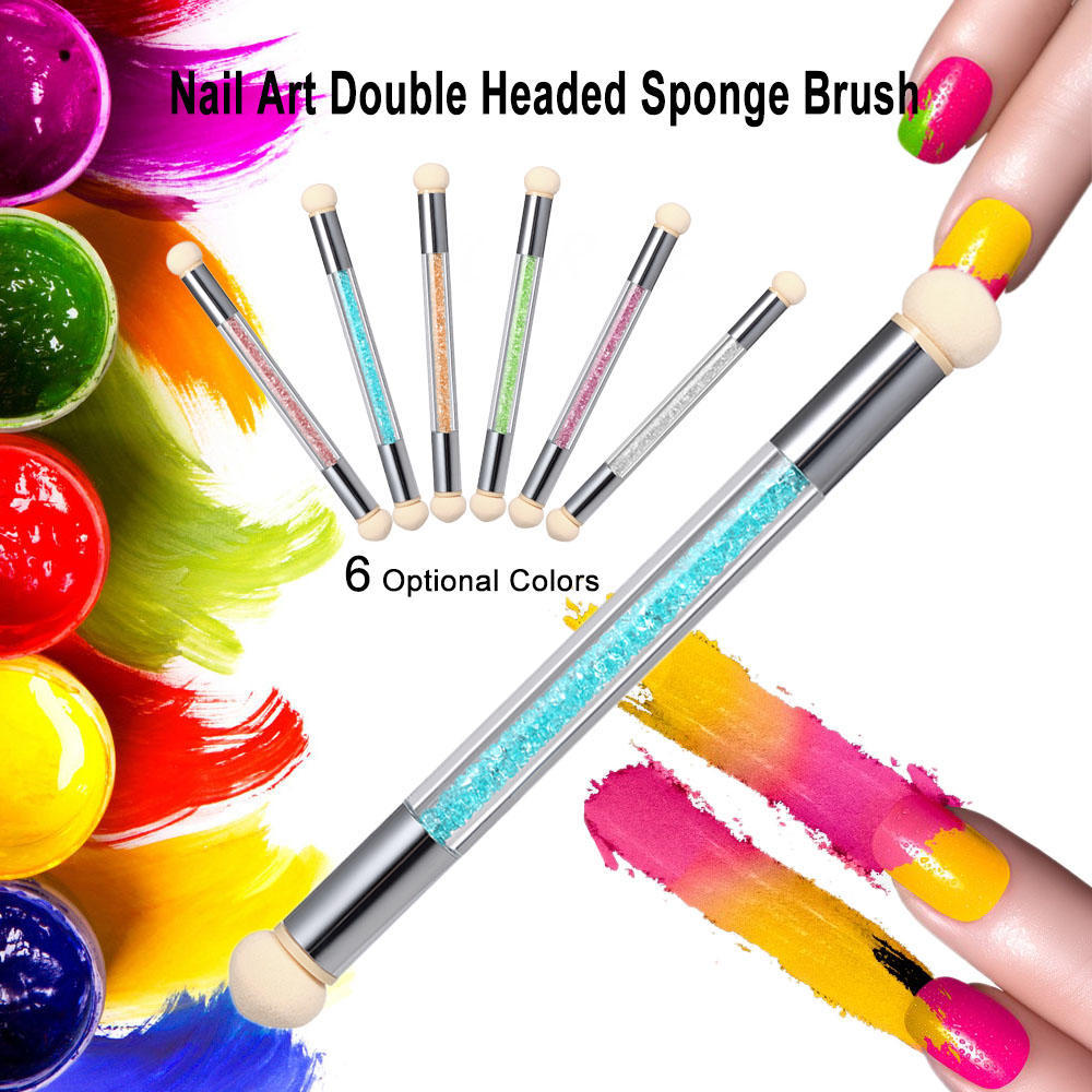Nail Art Sponge Brush Double Headed Nail Art Brush Acrylic Nail Gradient Shading Pen Nail Powder
