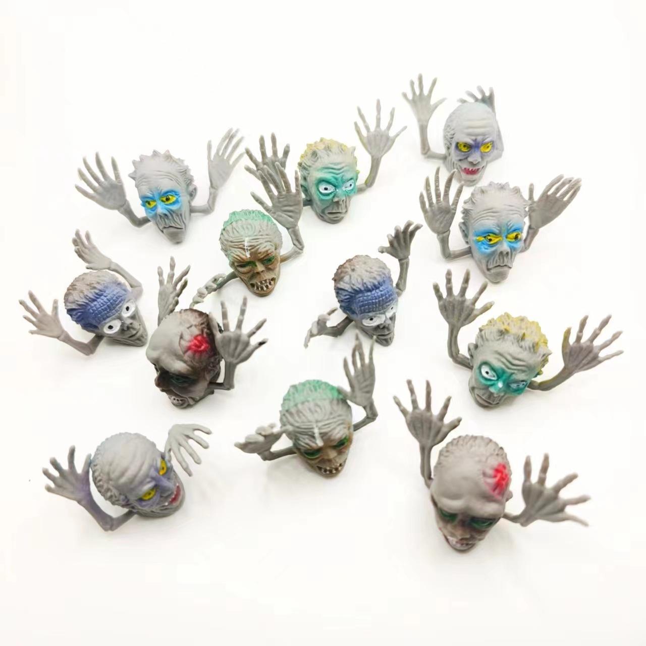 

Portable 12Pcs Pvc Soft Ghost Head Zombie Puppets Mini Hand Finger Toy For Halloween Storytelling Party Favors Adult Prop Set