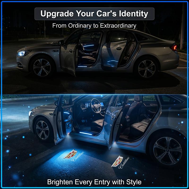 2 uds Luz LED de Bienvenida Insignia de Puerta de Coche Lámpara Proyector HD Inalámbrica Para Cadillac XT5 XTS CTS BLS SLS DTS SRX Escalade Tiburon Deville