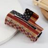 8cm 1pc American Flag Printed Hair Clip Women's Personalized Back of Head Hair Claw Square Holiday Party Hair Accessory