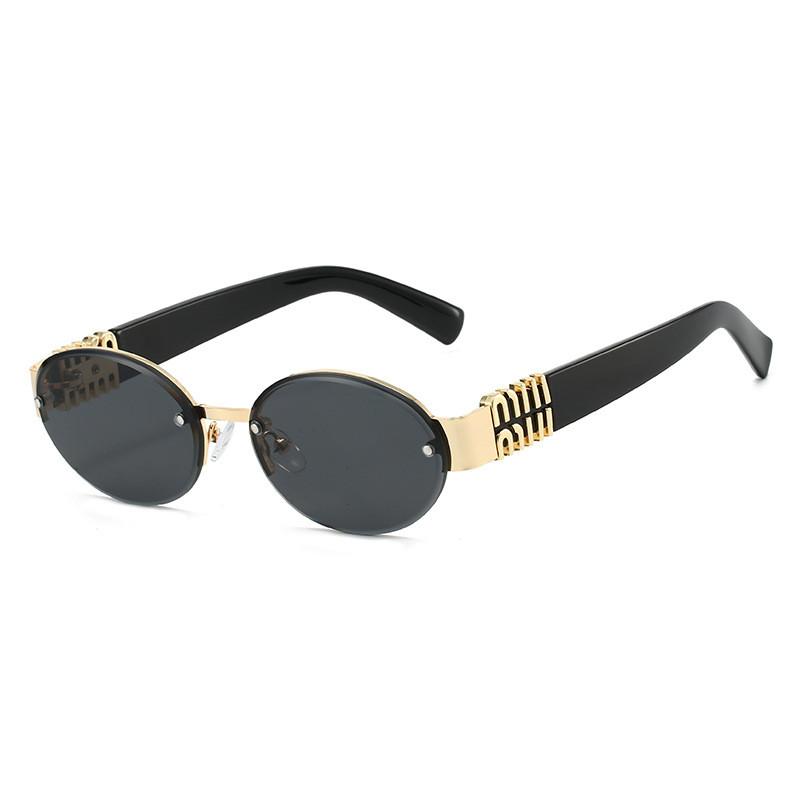 Stylish Oval Metal Sunglasses With Uv400 Protection For Cycling And Summer Travel GoldFrameGray