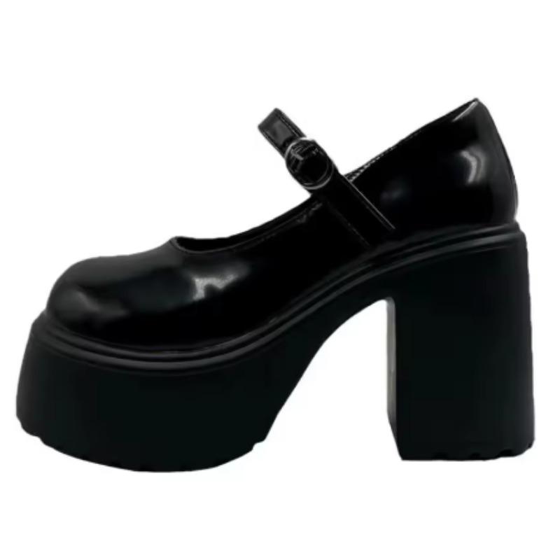 Fashion High Heels Mary Janes Shoes Autumn 2025 Patent Lolita Leather Heeled Shoes Woman Chunky Platform Ankle Strap Pumps for Women