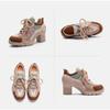 Johnature Fashionable Breathable Sports Style High Heels Mixed Colors Versatile Lace-up Women's Shoes
