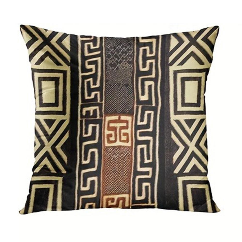 

Brown and White Floral and Geometric PillowcaseBedroom Living Room Sofa Home Decor Polyester Cushion Cover with Zipper 45x45cm