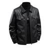 American Motorcycle Standing Collar Washed Leather Jacket with Loose Lapel for Pilots