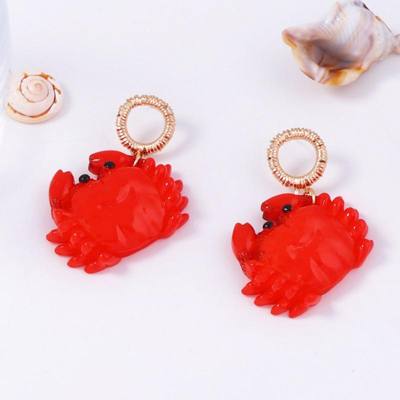 Pendientes Creativos para Mujer Regalo Lindos Únicos de Cangrejo Tachuelas Dibujos Animados Moda Langosta Colgantes Para Niñas Damas