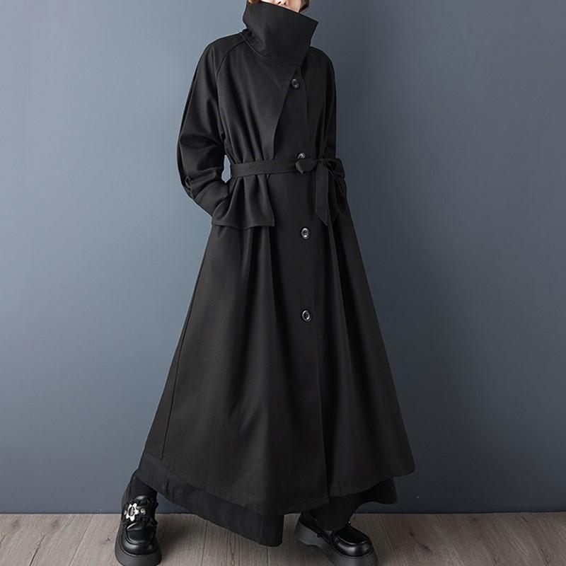 

шерстяное оверсайз винтажное черное повседневное свободное длинное весенне-осенне-зимнее пальто для женщин куртка одежда верхняя одежда