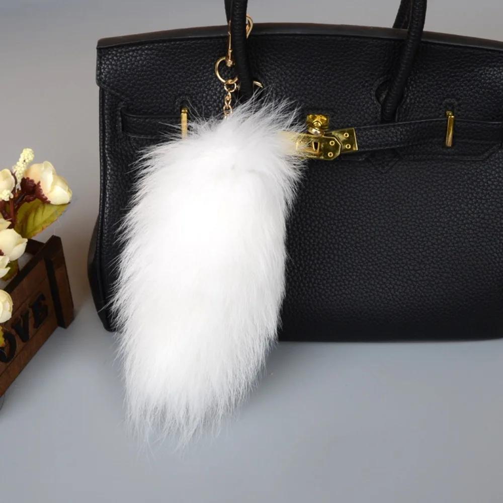 Fashion 40cm Fox Tail Keychain COS Performance Props Beautiful Tassel Key Rings Chain