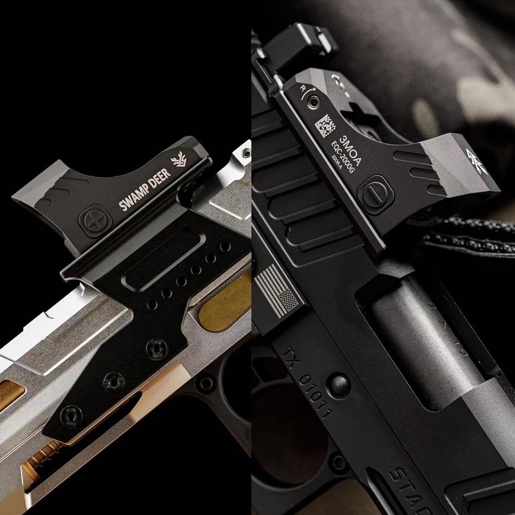 SWAMP DEER OPTICS EQC1x24 Mini Dot Sight, Open Dot Sight, Impact Resistant Up To 2000g, Includes Two Mount Adapters (Black)