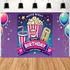 2D flat surface 1-piece polyester background banner for movie night suitable for birthday party decoration