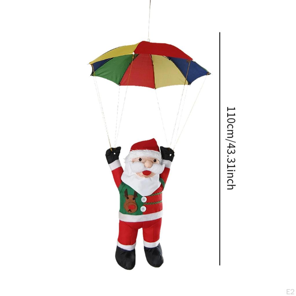 Latający Mikołaj Lalka Wisiorek Dekoracja Świąteczna 20,5 cala Parasol Lekki na Płot, Ganek Długość